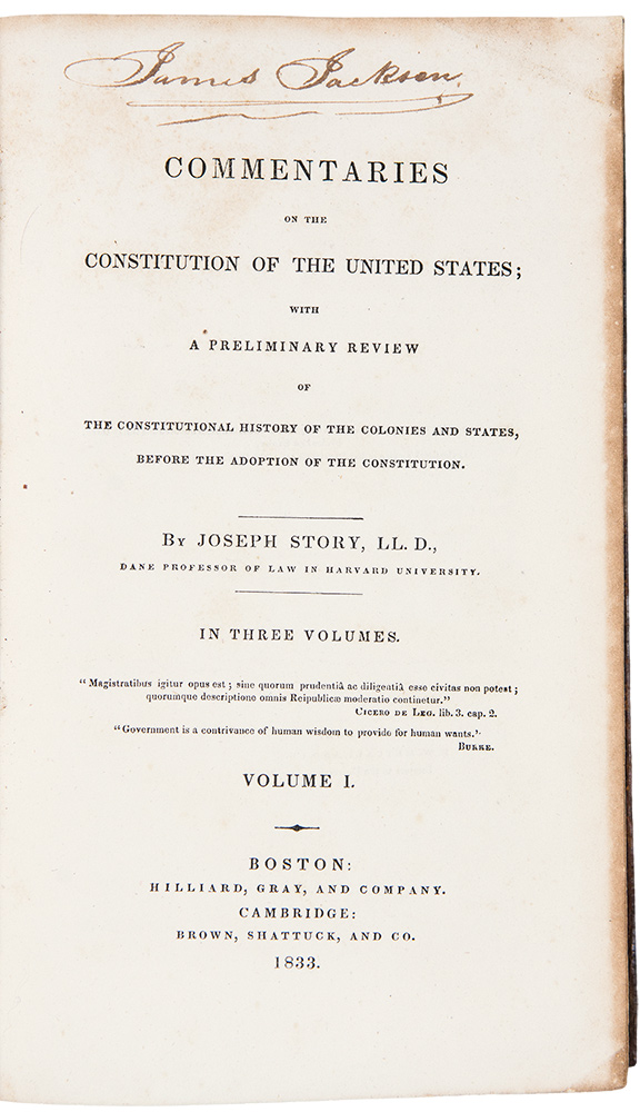 Commentaries on the Constitution of the United States - STORY, Joseph (1779-1845)