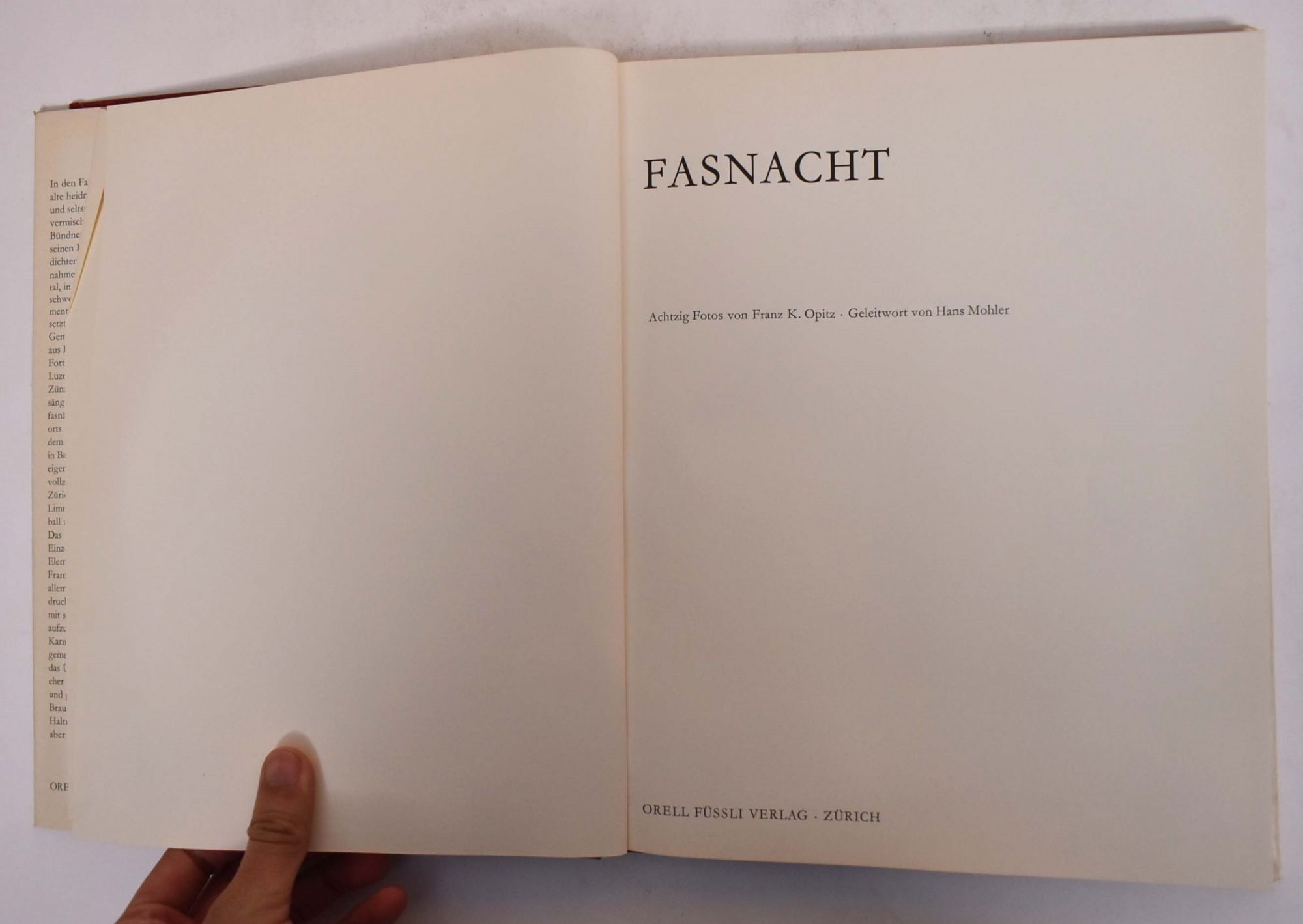 Fasnacht by Mohler, Hans and Frank K. Opitz: Hardcover (1963