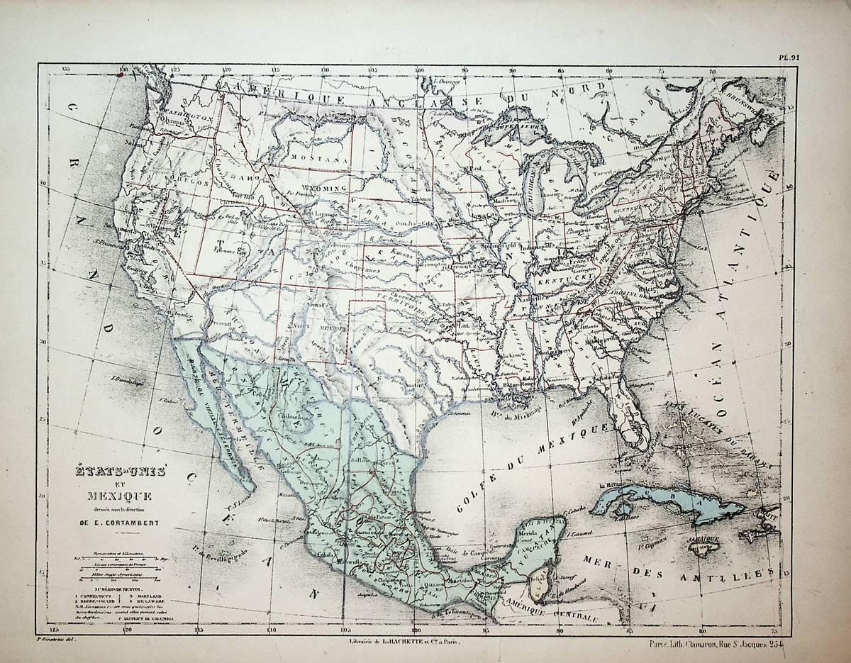 North America Map No Date Ca By Eug Ne Cortambert Title Tats