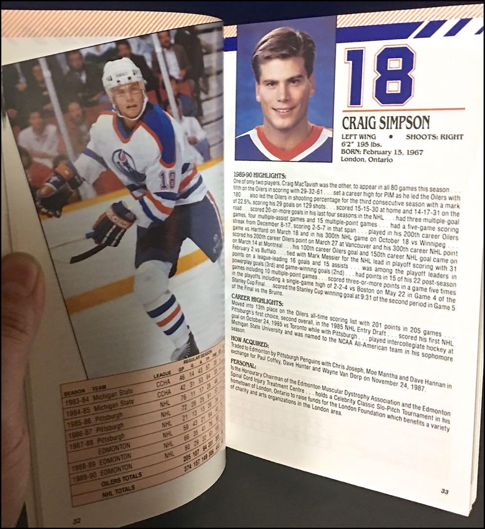 1990-1991 EDMONTON OILERS OFFICIAL GUIDE Near Fine Soft cover 1st Edition The Holy Graal