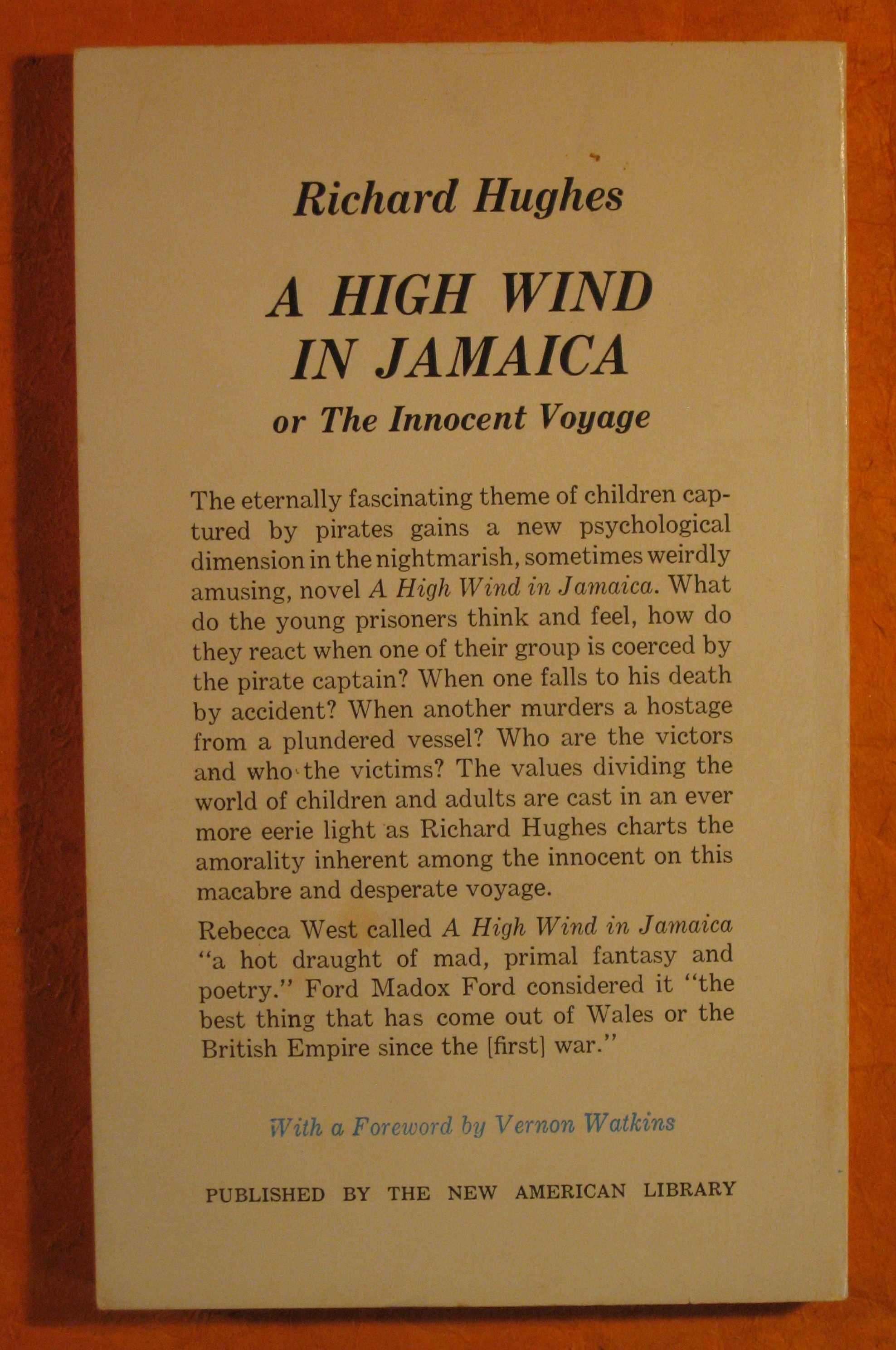 A High Wind in Jamaica or The Innocent Voyage by Hughes, Richard Very Good Mass Market