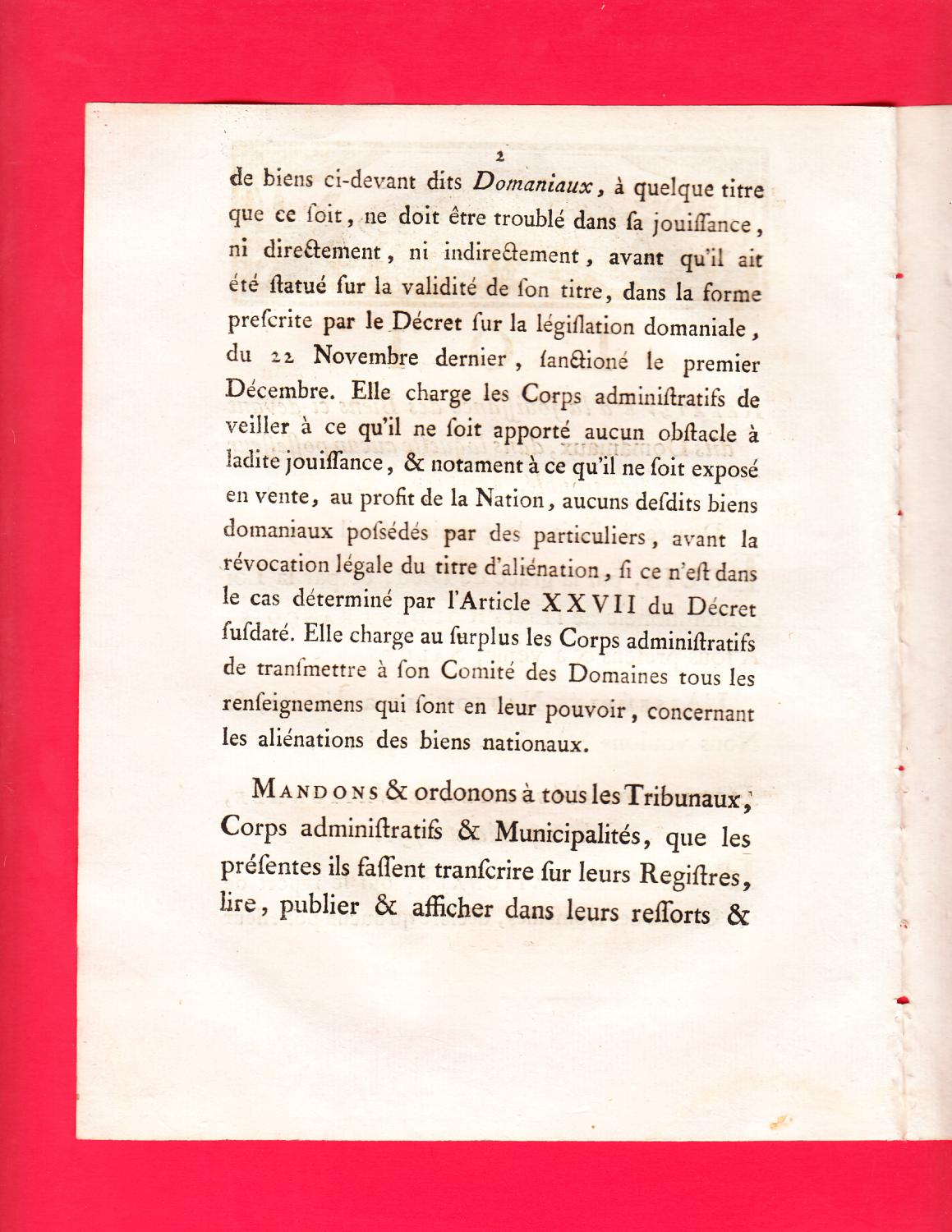 LOI RELATIVE à la jouissance des Biens ci-devant dits Domaniaux, dans ...