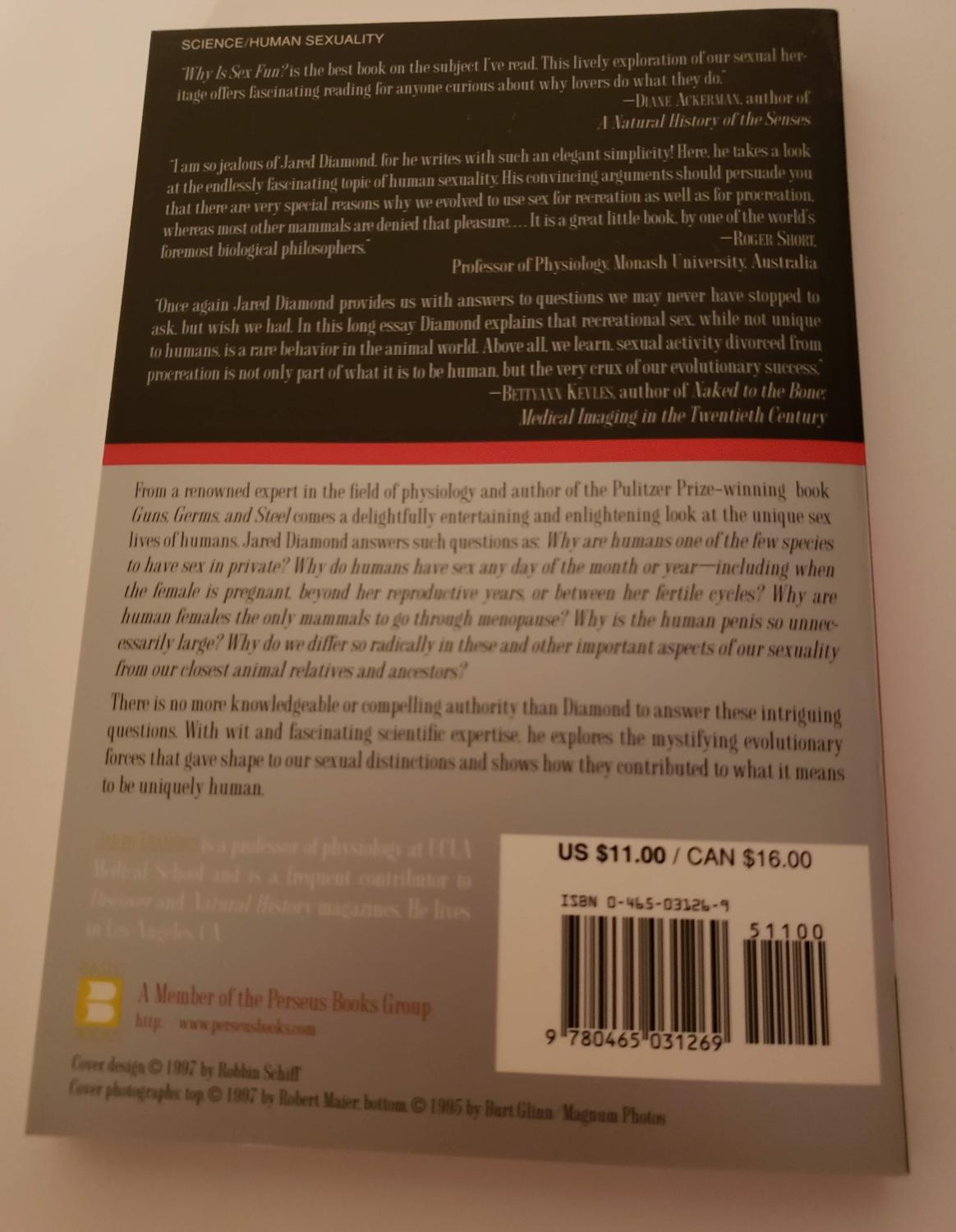 Why Is Sex Fun The Evolution Of Human Sexuality Science Masters By Diamond Jared M Fine