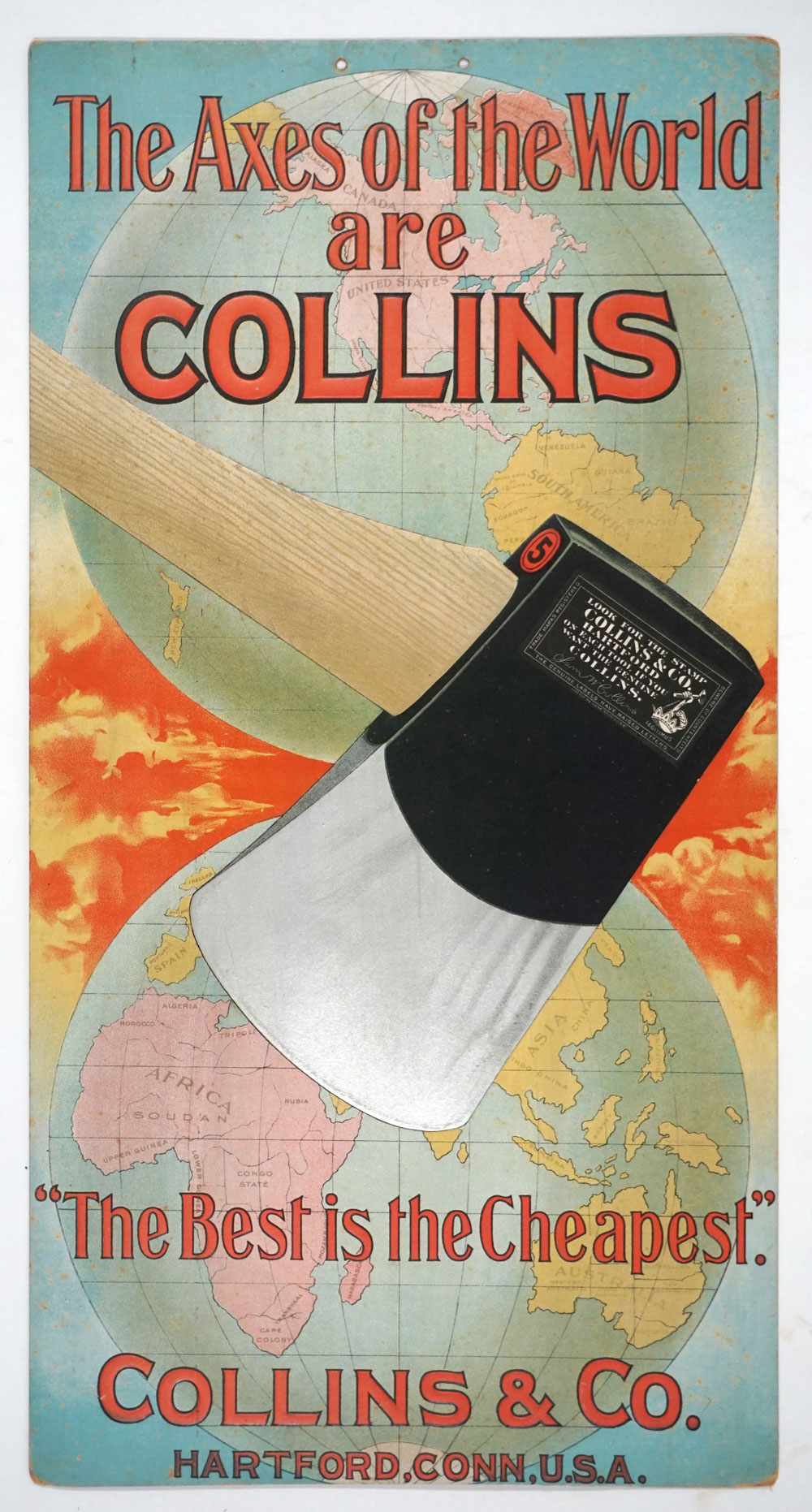 "The Axes of the World are Collins". Hanging advertising plaque [Advertising; World Map} [ ] [Hardcover]