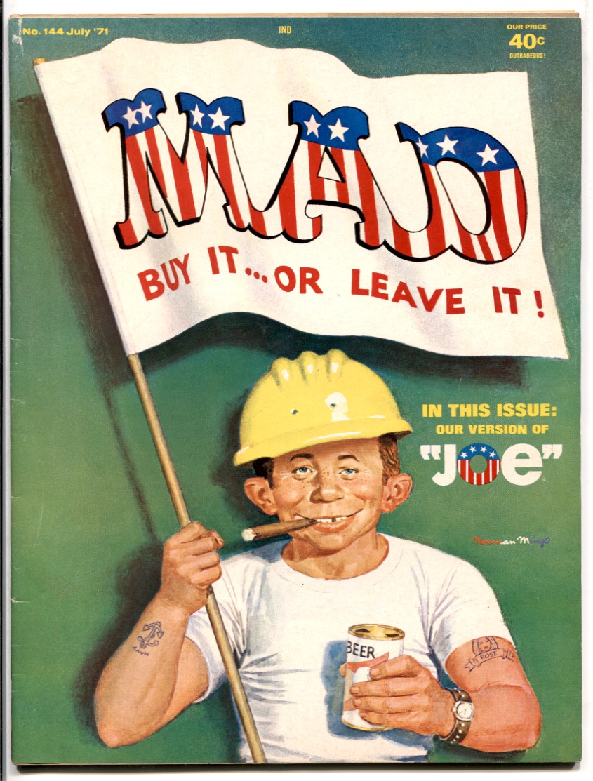 Mad Magazine #144 1971 Joe movie parody- Peter Boyle FN