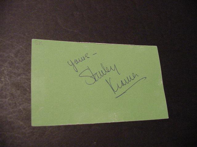 SIGNED CARD Kramer, Stanley (1913-2001) [Near Fine] [Hardcover]
