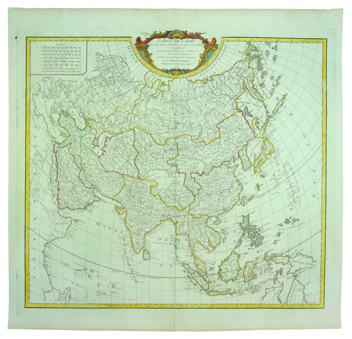 Carte De L Asie Dressee Sur Les Relations Les Plus Nouvelles Principalement Fur Les Cartes De Russie De La Chine Et De La Tartarie Chinoise Et Divisee En Ses Empires Et Royamues By Robert