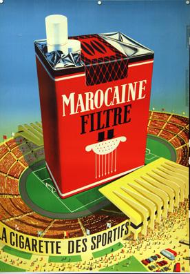 Plakat - Marocaine Filtre - La cigarette des sportifs. Lithographie. by  Closset, André (Gestalt.): (1957) Art / Print / Poster