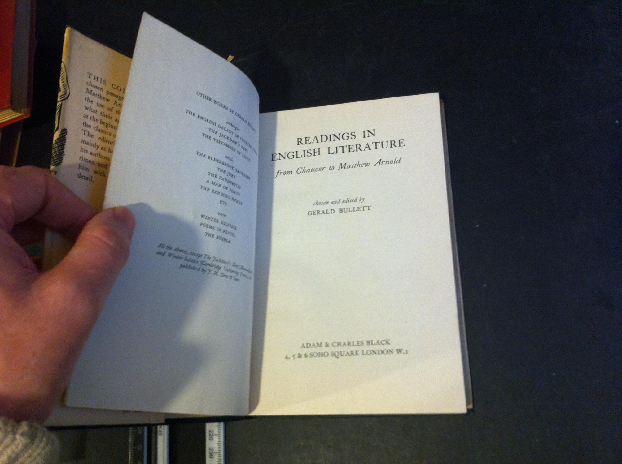 Readings In English Literature From Chaucer To Arnold 1945 Gerald Bullett Lond Good Hardcover Eurobooks Ltd Readings In English Literature From Chaucer To Arnold 1945 Gerald Bullett Lond Good Hardcover Eurobooks Ltd