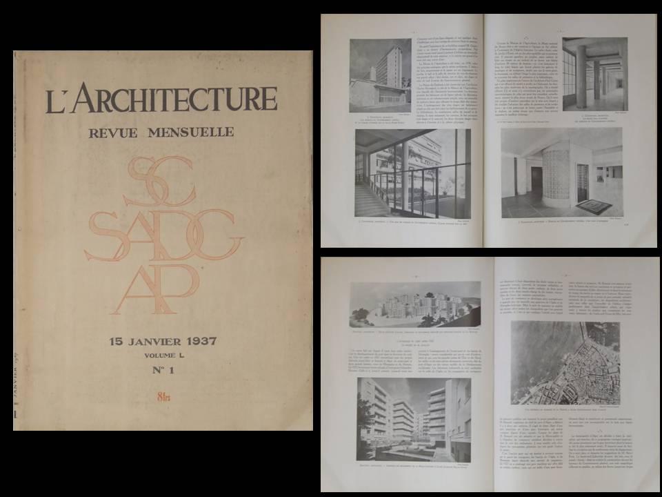 L'ARCHITECTURE n°1 1937 ALGER, URBANISME, GUIAUCHAIN, CLARO, SEILLER ...