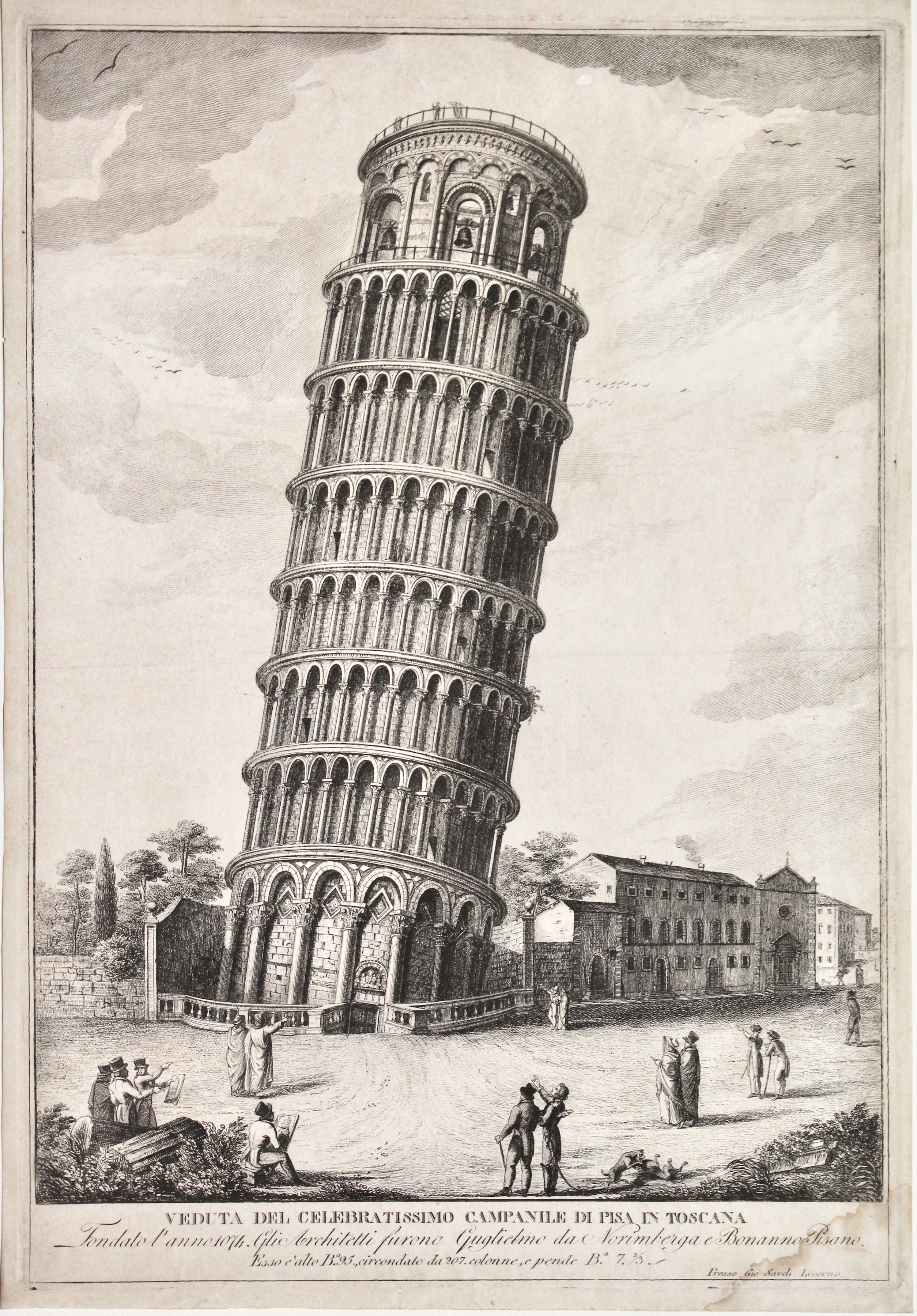 Abebooks Veduta del celebratissimo campanile di Pisa in Toscana fondato l'anno 1074. Gli architetti furono Guglielmo da Norimberga e Bonanno Pisano