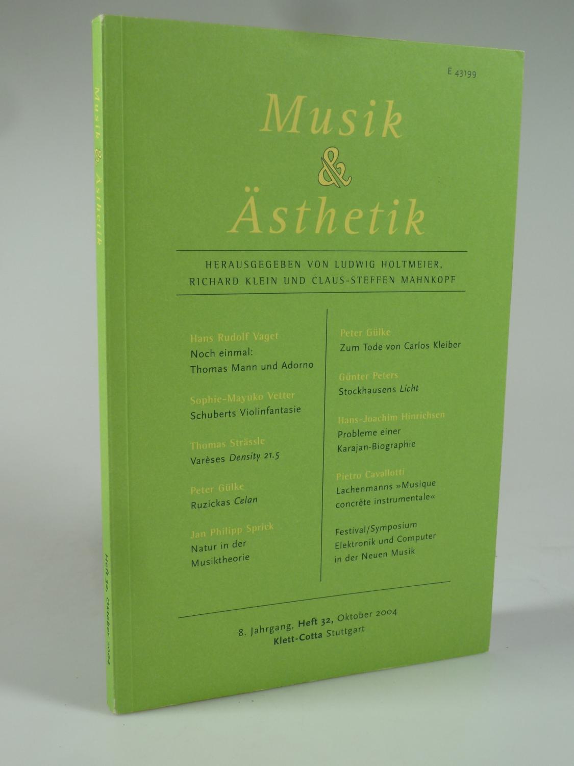 Musik & Ästhetik 8. Jahrg., Heft 32. - HOLTMEIER / KLEIN / MAHNKOPF (HRSG.).