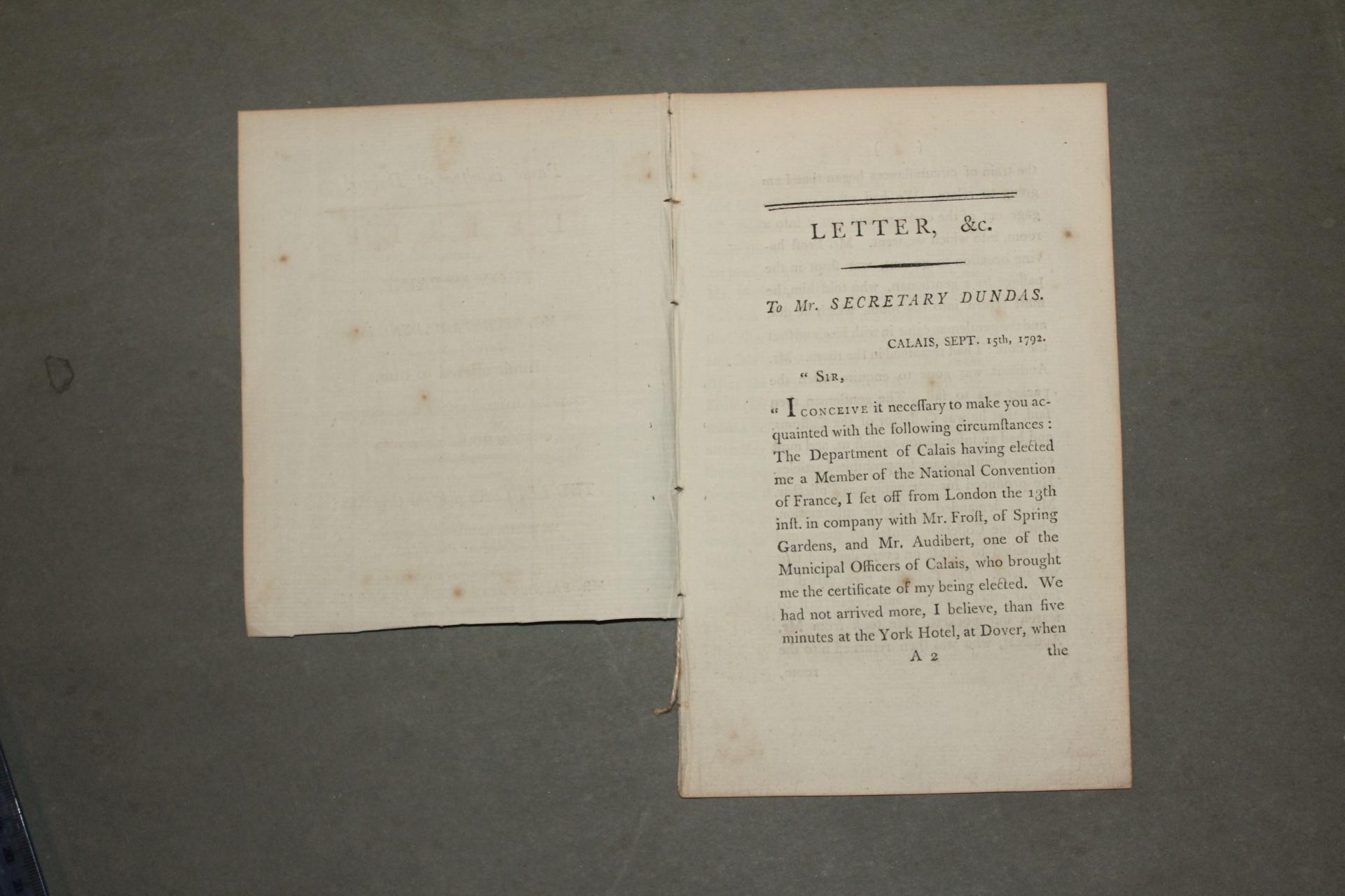 Paine insulted at Dover! Letter from Thomas Paine to Mr Secretary ...