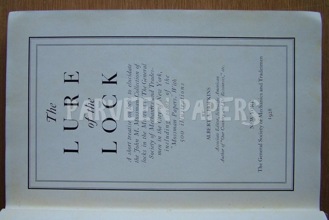 The Lure of the Lock by Hopkins, Albert A.: Fair Hardcover (1928) Limited.
