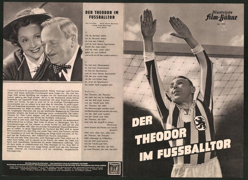 Filmprogramm IFB Nr. 775, Der Theodor im Fussballtor, Theo Lingen, Hans  Moser: Manuskript&nbsp;/&nbsp;Papierantiquität | Bartko-Reher