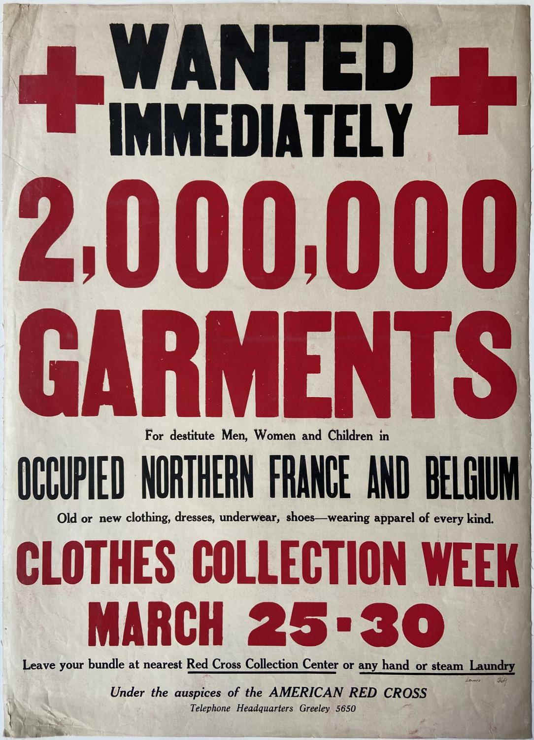 Wanted Immediately 2,000,000 Garments American Red Cross [ ]