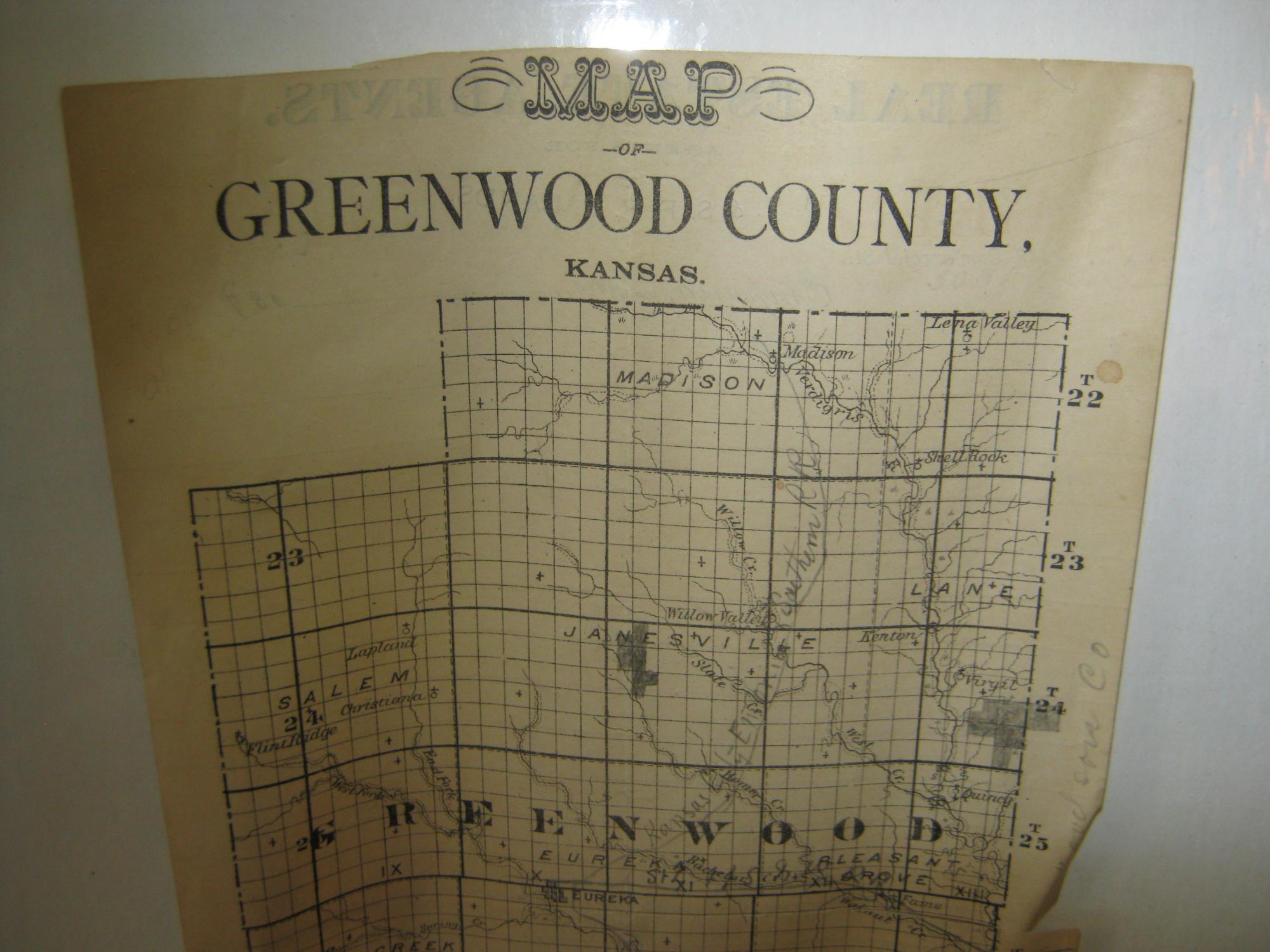 Map Of Greenwood County Kansas C. 1870 Very Good Original Wraps (1870) Open Door Books MABA