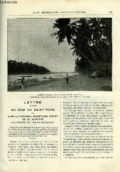 Les missions catholiques n° 2343 - Lettre adressée au nom du Saint Père par S. Em. le cardinal secrétaire d'Etat de sa sainteté a la rédaction des mi