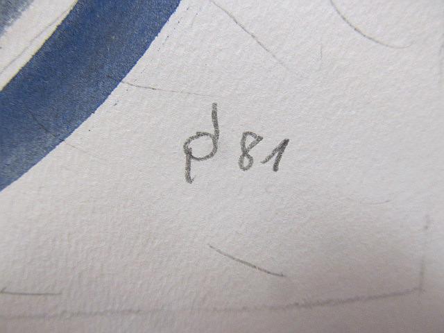 Quitten auf Teller. Aquarell auf Papier. Das Blatt rechts unten mit *pd ...