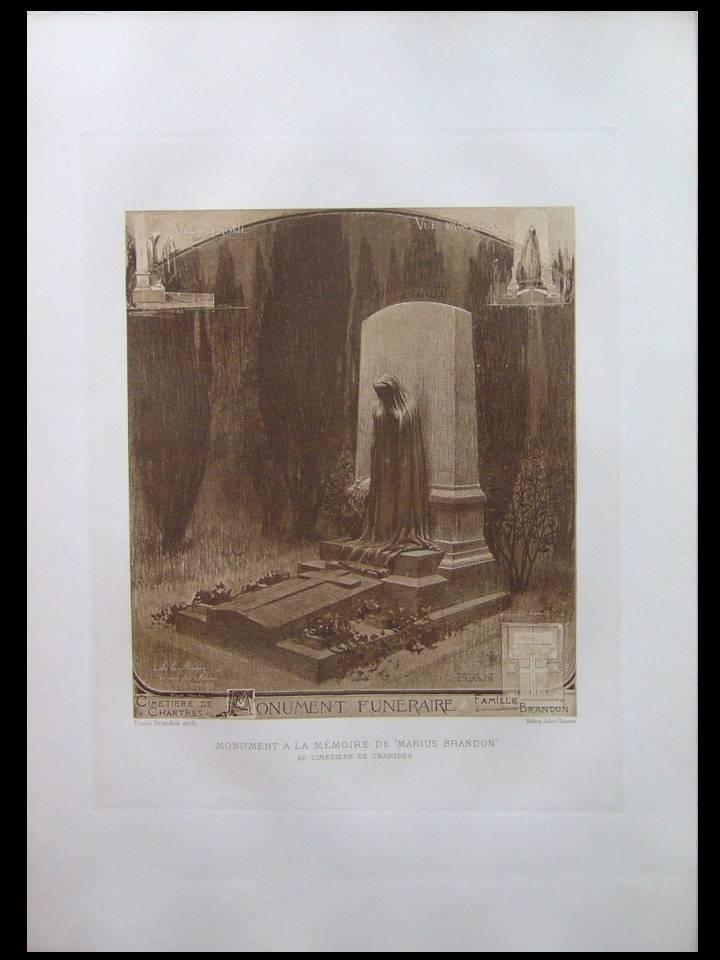 CHARTRES, MONUMENT MARIUS BRANDON CIMETIERE -1914 - GRANDE HELIOGRAVURE ...