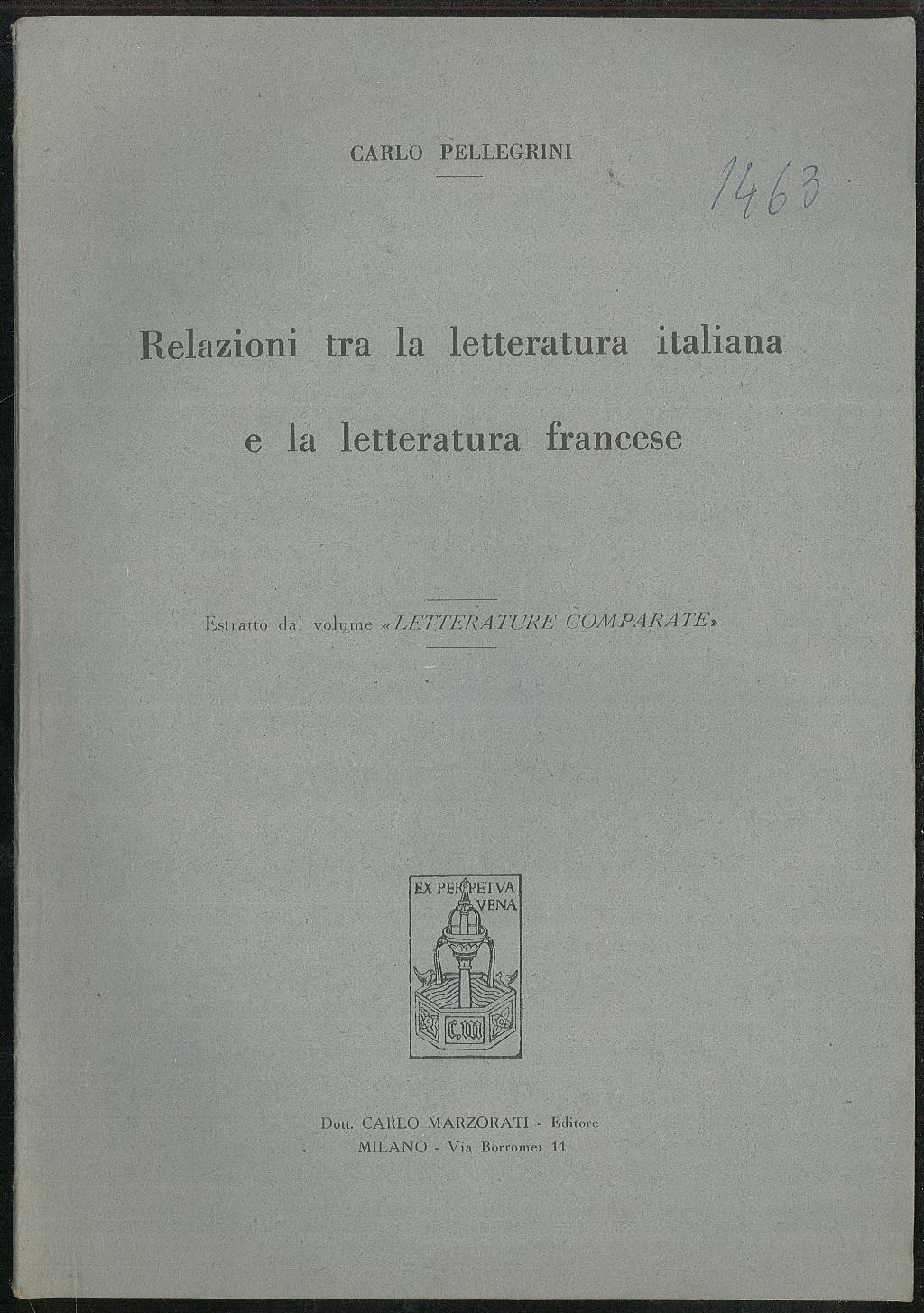 Relazioni tra la letteratura italiana e la letteratura francese by ...