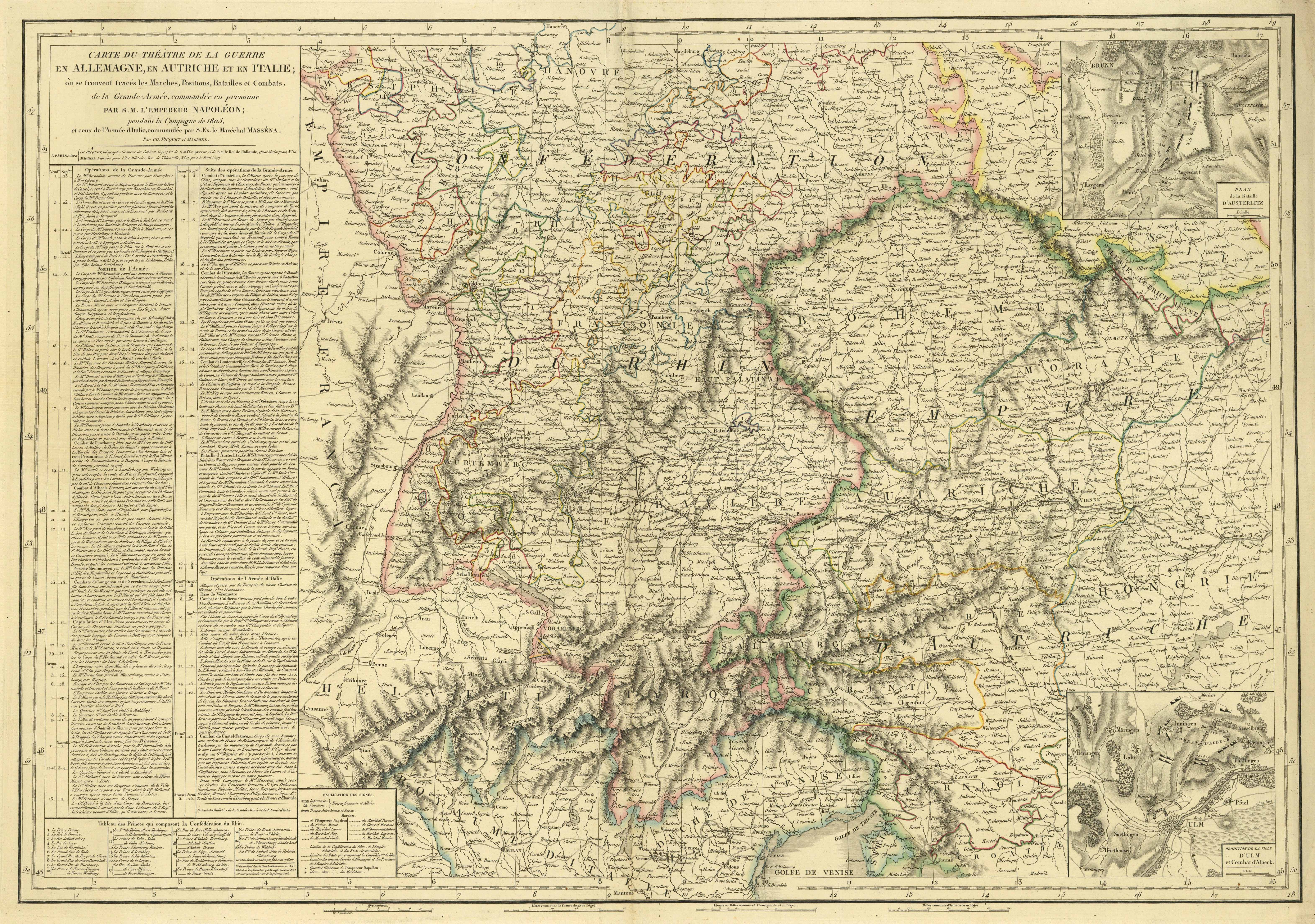 Carte Du Theatre De La Guerre En Allemagne En Autriche Et En Italie Ou Se Trouvent Traces Les Marches Positions Batailles Et Combats De La Grande Armee Commandee En Personne Par S S