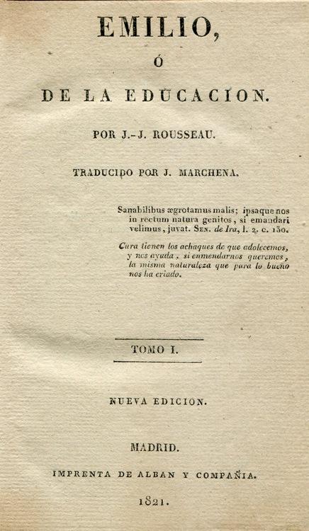Emilio I De La Educacion Traducido Por J Marchena Von Rousseau Jean Jacques 11 Pickering Chatto