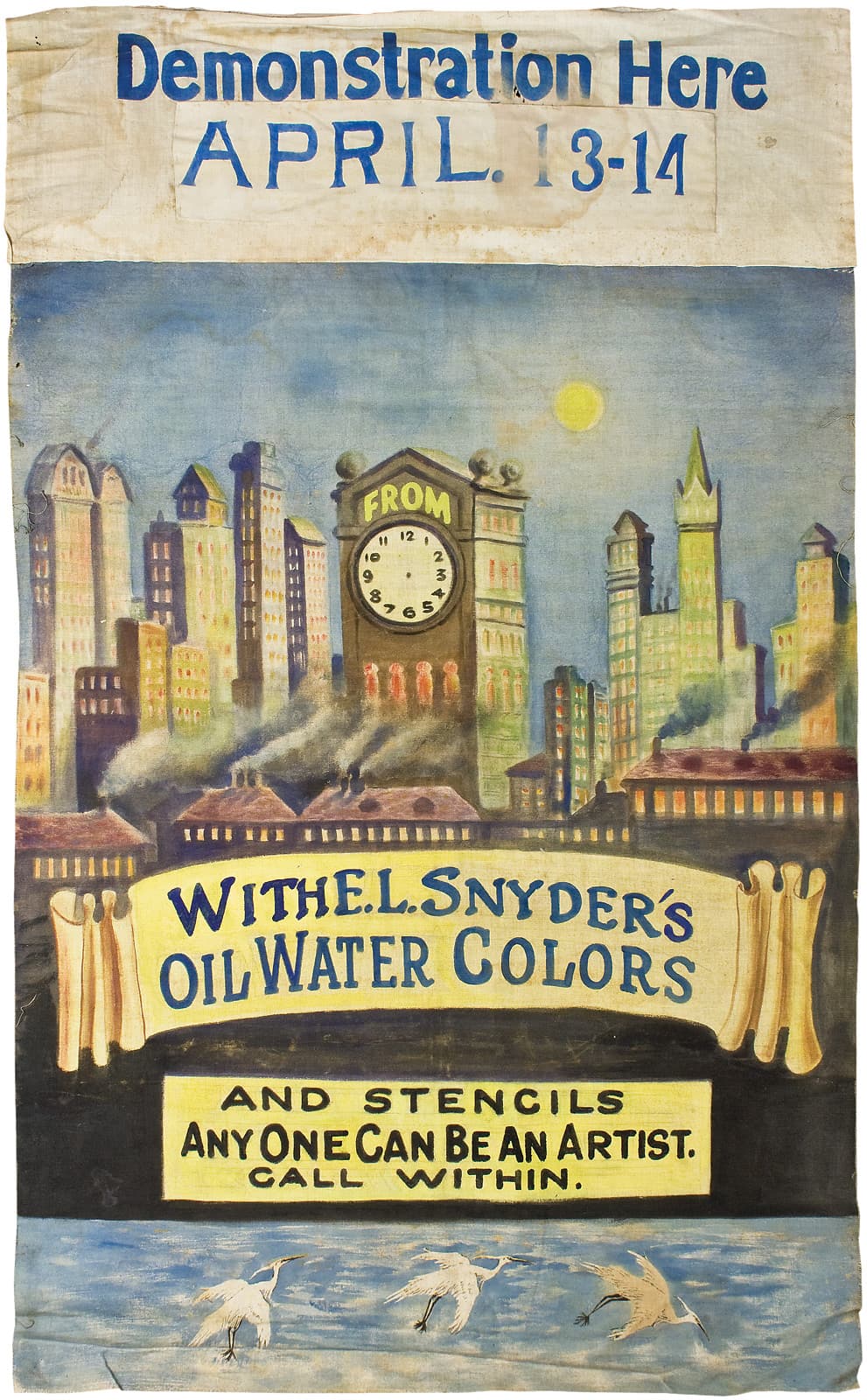 [Women Entrepreneurs, Edith L. Snyder:] Demonstration Here. April. 13-14. With E. L. Snyder's Oil Water Colors and Stencils Anyone Can Be an Artist.