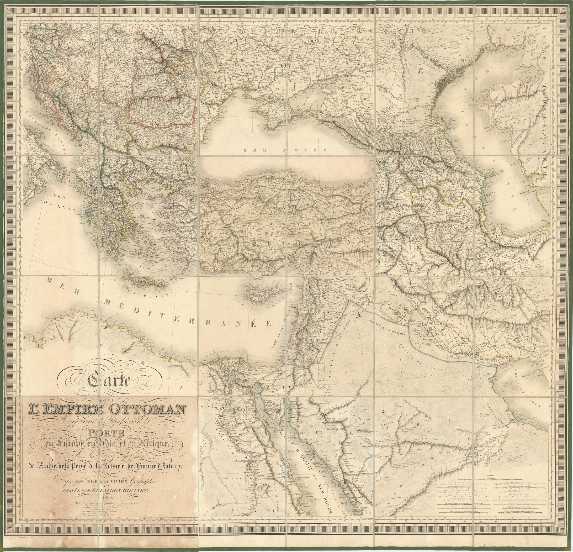 Carte de l’Empire Ottoman comprenant les possessions de la Porte en Europe, en Asie, et en Afrique; avec les parties limitrophes de l’Arabie, de la P