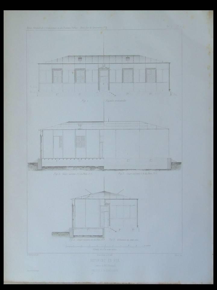 GUADELOUPE, HOPITAL CAMP JACOB - 1847 - GRAVURE ARCHITECTURE - ANTONIN ROMAND [Very Good]