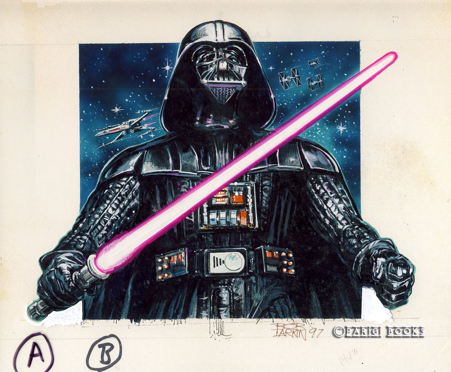 Star Wars Darth Vader with Lightsaber Original Painting by