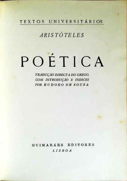 POÉTICA. - ARISTÓTELES.