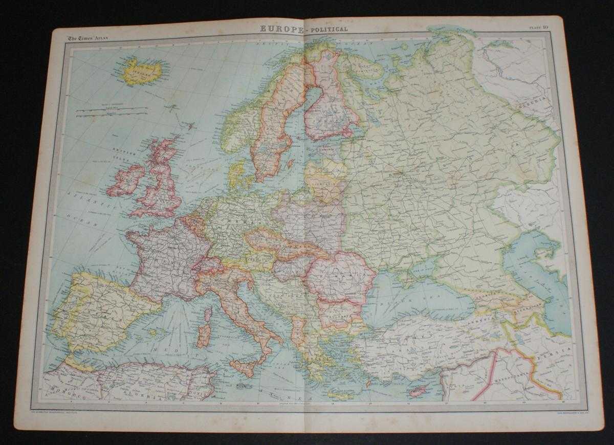Map of Europe from 1920 Times Atlas (Plate 10 