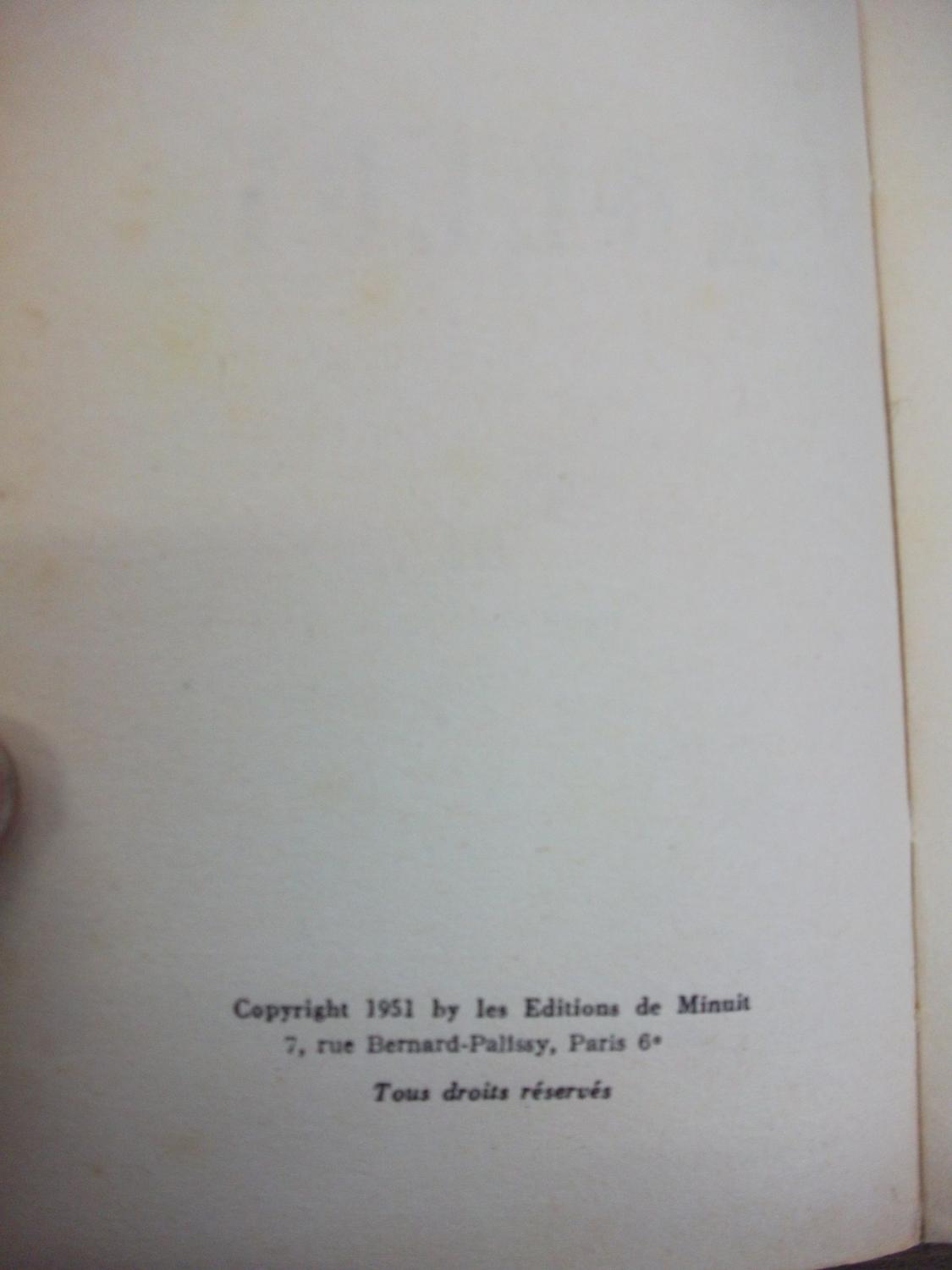 Molloy by Samuel Beckett: Very Good Soft cover (1951) 1st Molloy by Samuel Beckett: Very Good Soft cover (1951) 1st