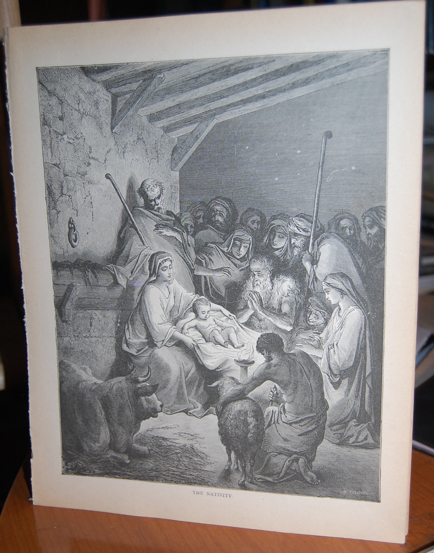 The Nativity. Original single leaf print engraving from The Bible ...