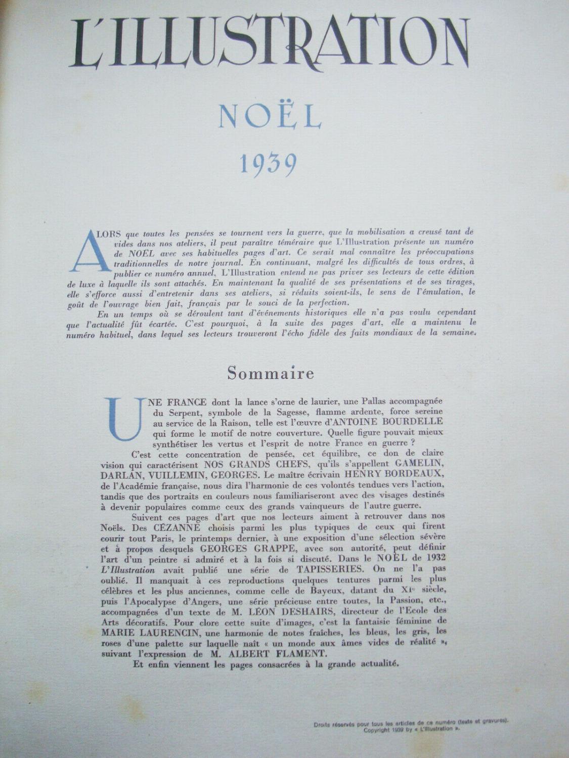 L'illustration Noël 1939 (1939) Magazine / Periodical Au Coeur à l