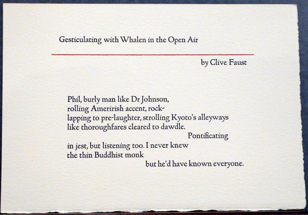 GESTICULATING WITH WHALEN IN THE OPEN AIR [BROADSIDE POEM] by Faust ...