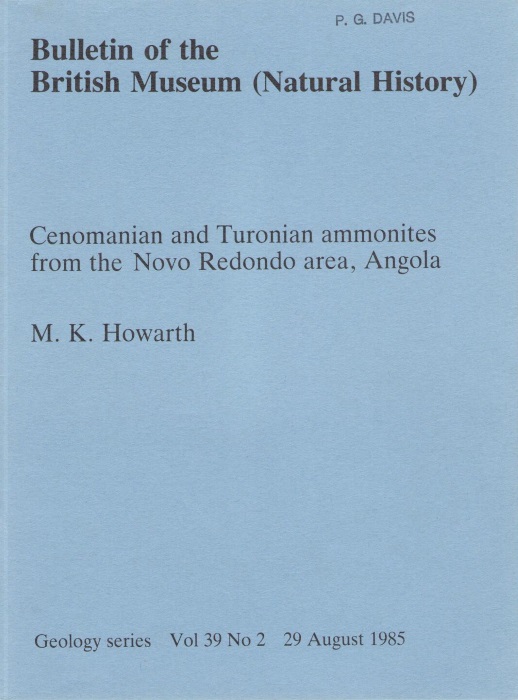 Cenomanian and Turonian Ammonites from the Novo Redondo area, Angola - Howarth, M.K.