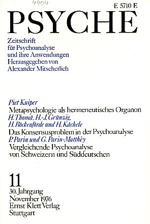 Psyche 30. Jahrgang 1976, Heft 11.