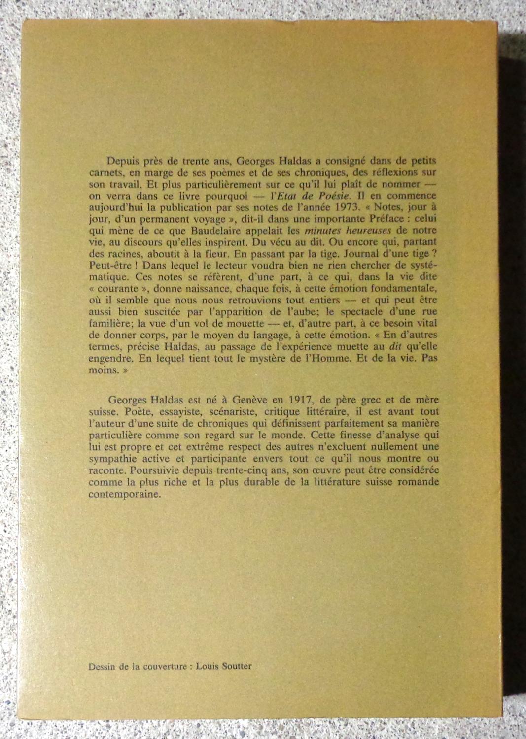 L'état de poésie. by Haldas Georges:: Très bon Couverture souple (1977 ...