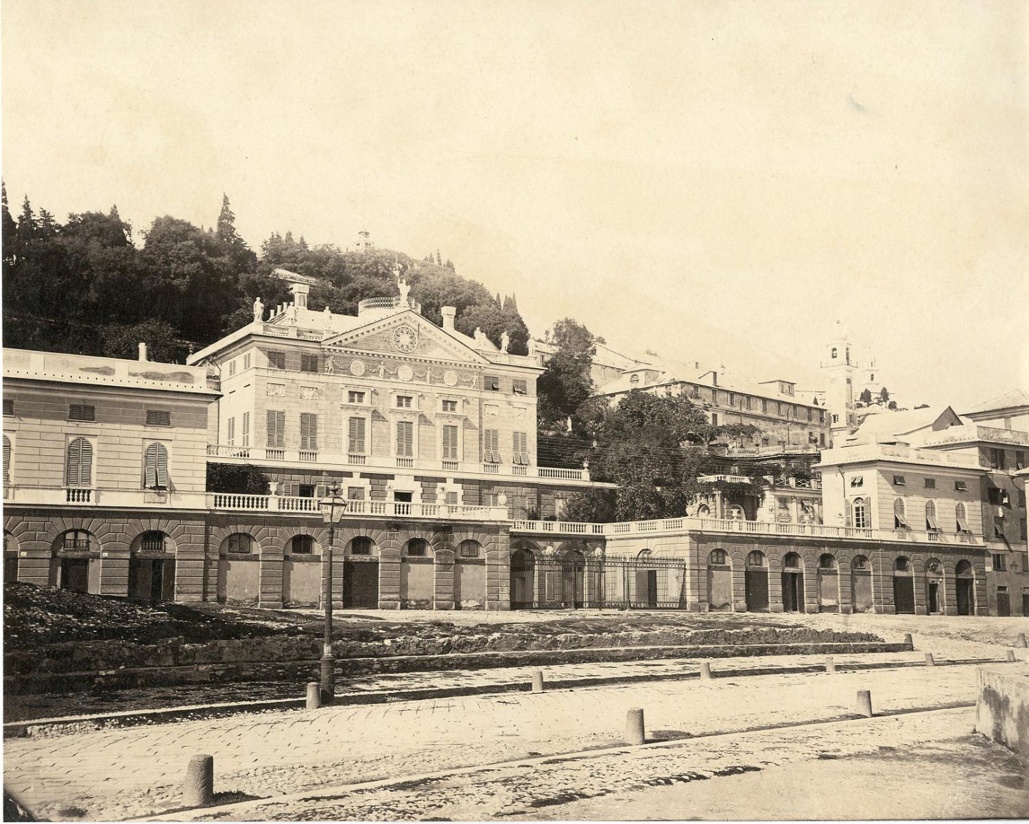 Tirage Albuminé Vintage De Gênes Italie - Piazza Acquaverde, Circa 1880, Format 10x15 Cm