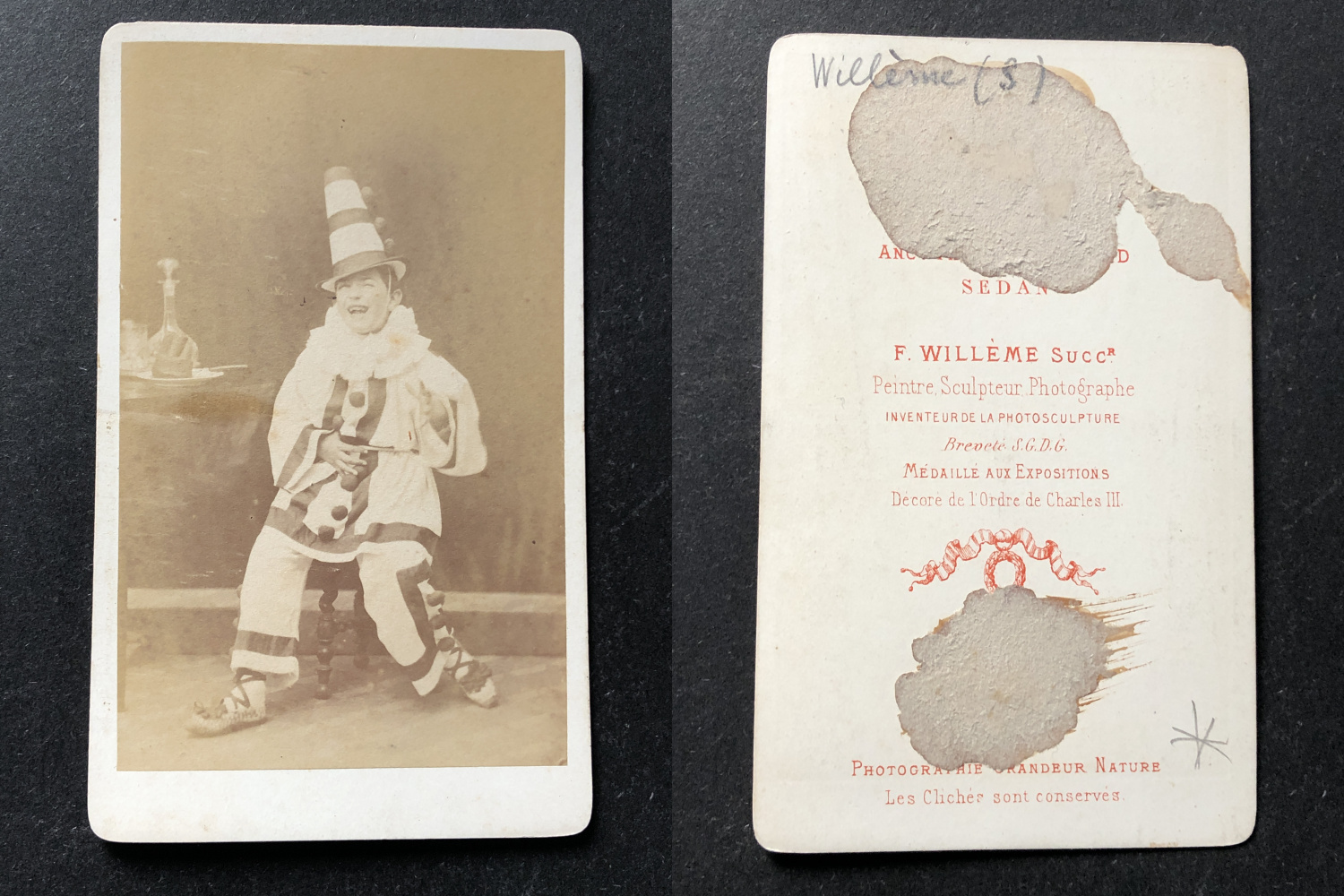 Willème, Sedan, Acteur ou clown costumé en pierrot, circa 1870 Photographie originale / Original photograph [ ]