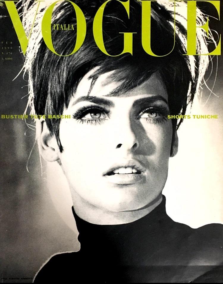 VOGUE Italia magazine February 1990 LINDA EVANGELISTA Christy ...