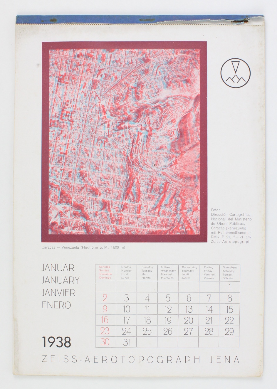 Abreiss-Kalender von 1938 als Werbung für den Zeiss-Aerotopographen von 