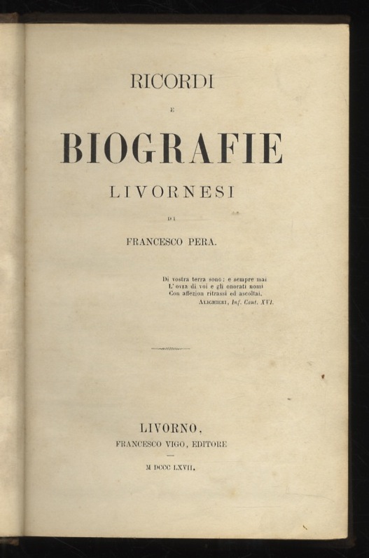Abebooks Ricordi e biografie livornesi [.]