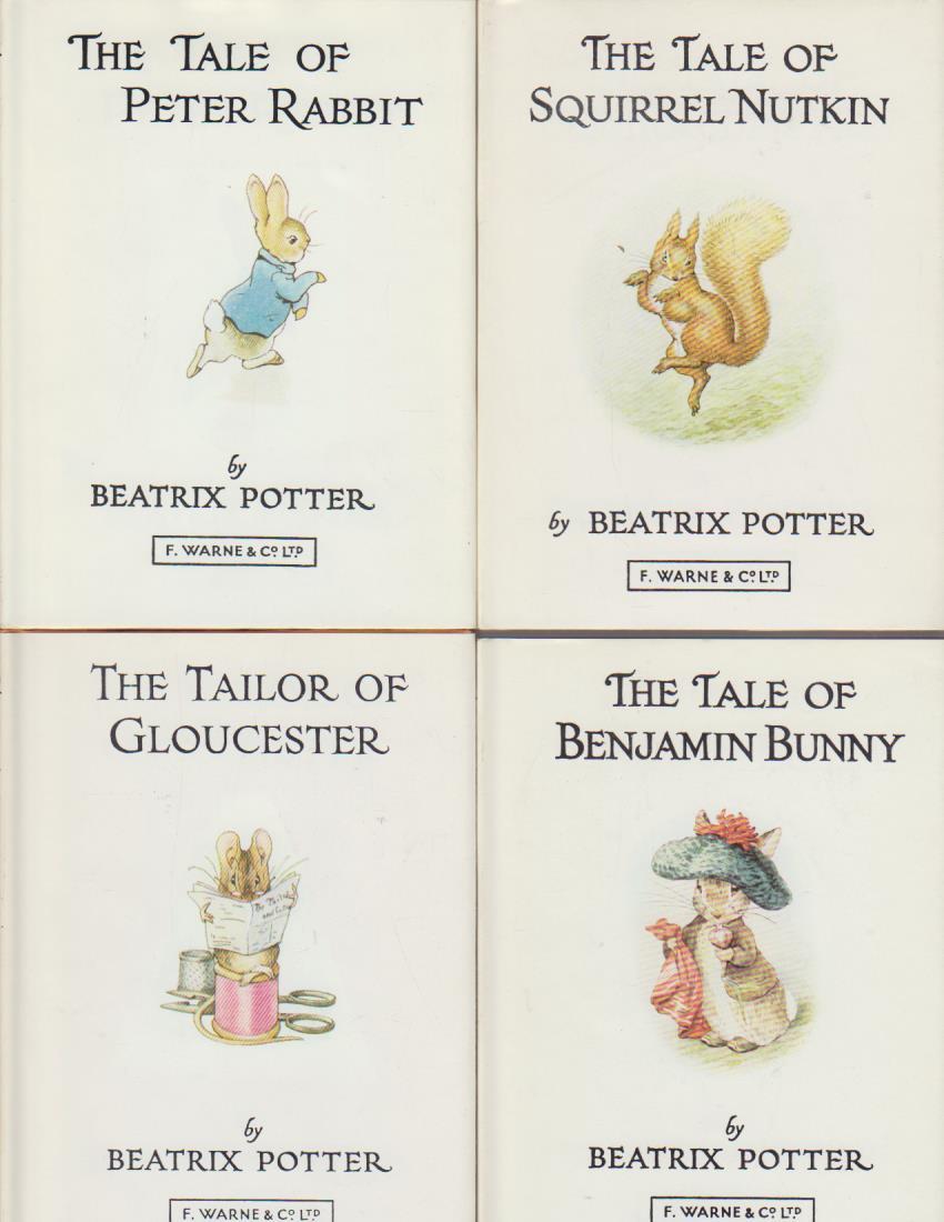 The Peter Rabbit Books (23 Bände) The Tale of. 1. Peter Rabbit. 2. Squirrel Nutkin. 3. The Tailer of Glouchester. 4. Benjamin Bunny. 5. Two Bad Mice. 6. Mrs. Tiggy-Winkle. 7. Mr. Jeremy Fisher. 8. Tom Kitten. 9. Jemima Puddle-Duck. 10. The Flopsy Bunnies. 11. Mrs. Tittlemouse. 12. Timmy Tiptoes. 13. Johnny Town-Mouse. 14. Mr. Tod. 15. Pigling Bland. 16. Samuel Whiskers. 17. The Pie and the Patty Pan. 18. Ginger and Pickles. 19. Little Pig Robinson. 20. The Story of a Fierce Bad Rabbit. 21. The Story of Miss Moppet. 22. Appley Dapply's Nursery Rhymes. 23. Cecil Parsley's Nursery Rhymes. - Potter, Beatrix