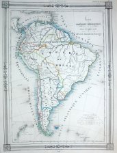Amérique Méridional 1843 Affiche Originale Carte Géographie Barbié du Bocage JG 