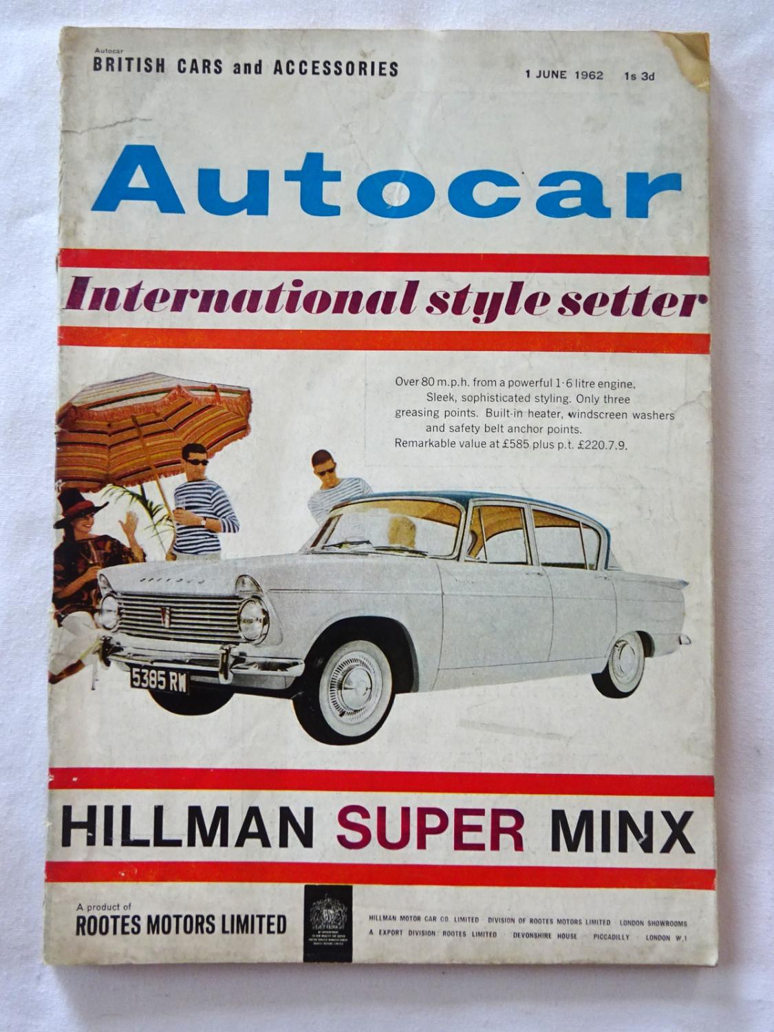 bleg Derved Aktiver Autocar Magazine, British Cars and Accessories, 1 June 1962. by Autocar.:  (1962) First Edition Magazine&nbsp;/&nbsp;Periodical | Tony Hutchinson