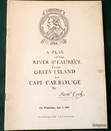 A Plan of the River St Laurence (sic) From Green Island to Cape Car Rouge by James Cook c1760. Christie's Sale catalogue for July 5th 1967.The Proper