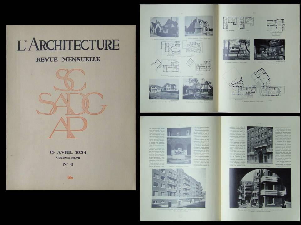 L'ARCHITECTURE n°4 1934 - LE TOUQUET, QUETELART, FOISOR, PETIT COLOMBES ...